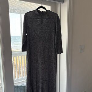 Chico's Black Label Heather Gray Knit 3/4 Sleeve Maxi Dress (L, Size 2)